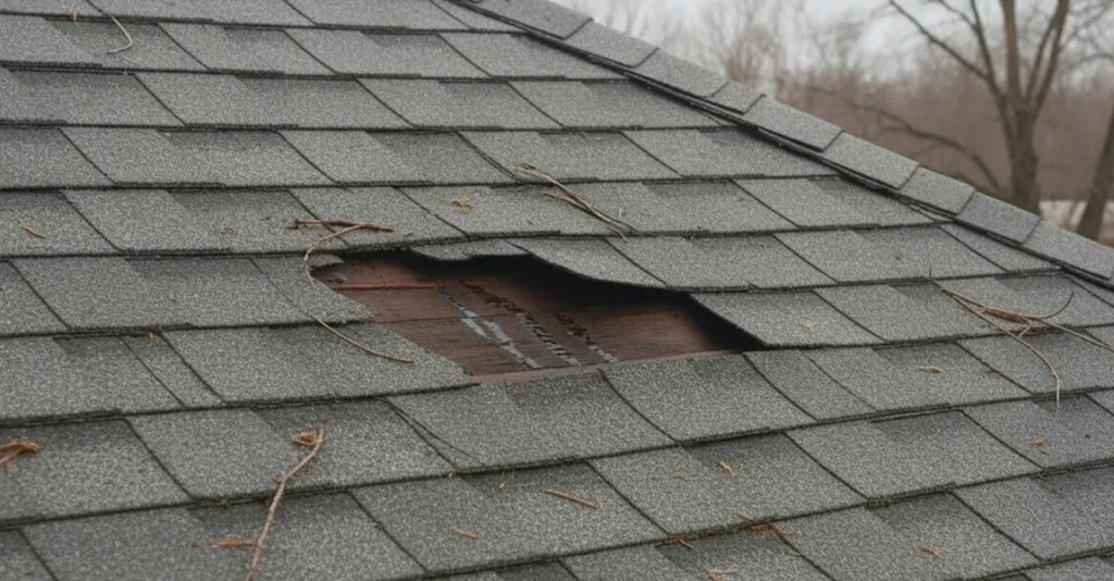 Signs of a Roof Leak in Dayton Homes Before Winter Hits 1 home show the signs of a roof leak in Dayton with an opening in the roof